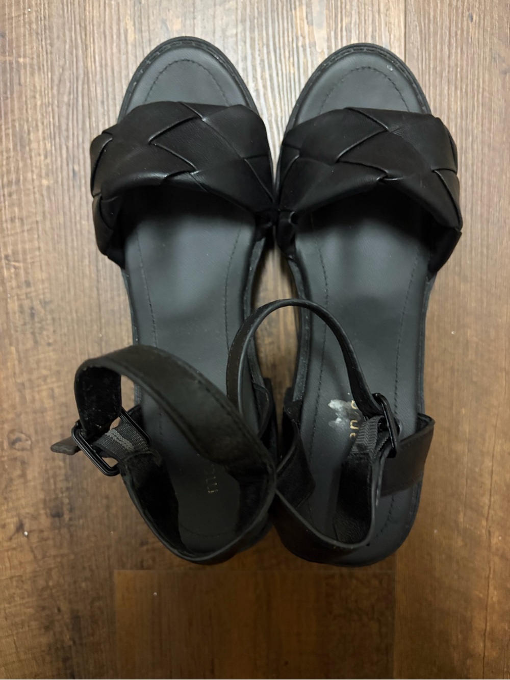 Madden Girl Black Woven Ankle-Strap Sandals